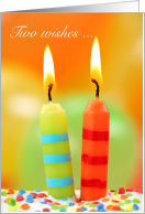 Two Wishes for Shared Birthday, Lit Candle card