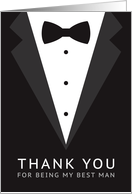 Best man thank you card with tuxedo and bow tie card