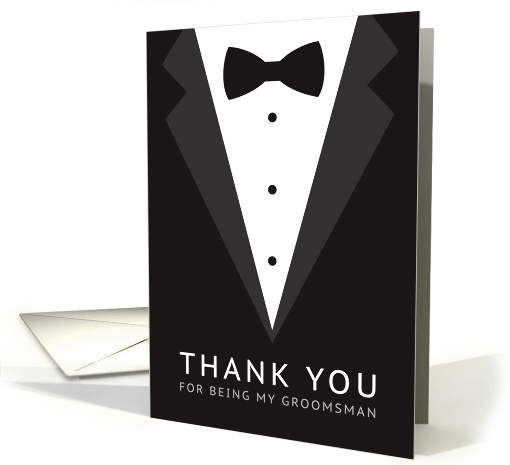 Groomsman thank you card with tuxedo and bow tie card (1449978)