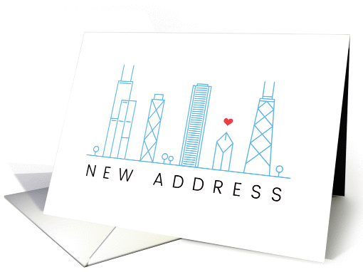 Chicago city skyline new address moving announcement card (1450632)