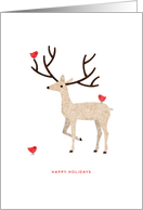 Stag with red birds, elegant and minimal happy holidays card