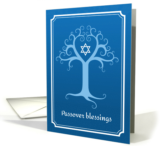 Blue tree of life passover blessings card (1515358)