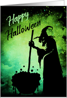 Witch Stirring Cauldron Happy Halloween card