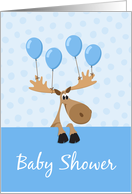 Baby Shower Invitation, Cute cartoon moose - blue for boys card