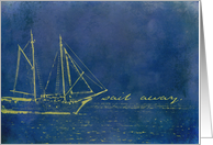 Bon Voyage...Sailboat on blue texture card