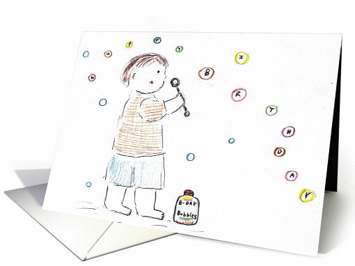 Boy Blowing Birthday Bubbles card (655264)