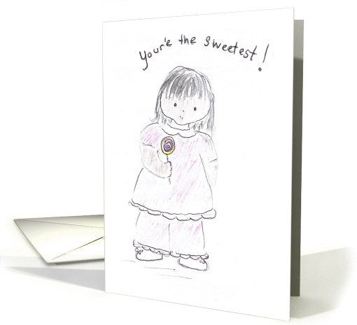 Girl Holding Lollipop-Valentine's Day card (751789)