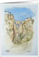 Watercolor Painting of Ronda, Spain. card