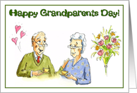 Happy grandparents day - older couple drinking tea card