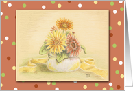 gerbera daisies & silver bowl card