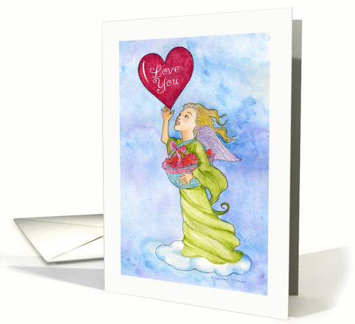 Valentine Cupid with Basket of Hearts for Parents card (1025659)