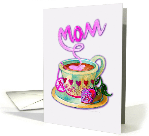 Mom Happy Mother's Day Teacup with Rose and Hearts card (1051309)