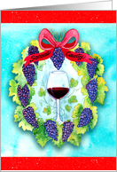 Sonoma County Christmas Wreath with Wine Glass card