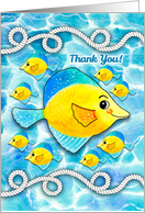 Nautical Rope, Ocean Fish Thank You card