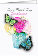 Mother’s Day for Granddaughter with Butterflies and Roses on White card