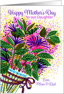 Mothers Day OUR Daughter Whimsical Bright Purple and Pink Flowers card