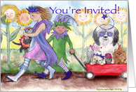 Children and Animals at Play Birthday Party Invitation card