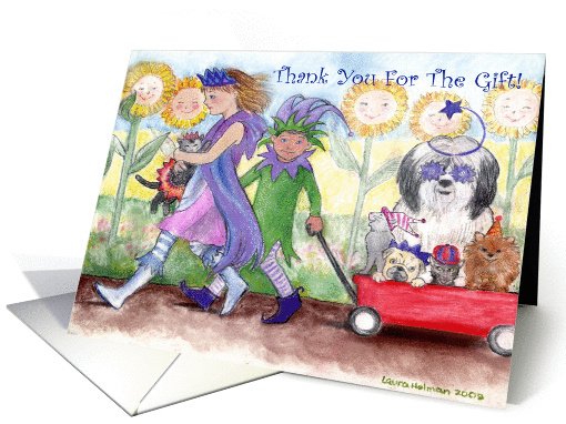 Children Dress Up with Pets Thank You card (764638)