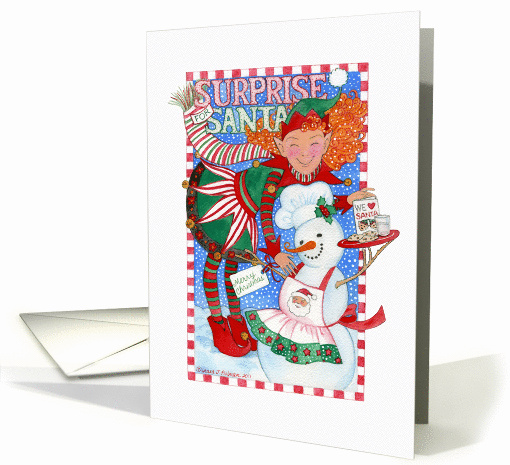 Santa's Elf and Snowman's Surprise for Santa card (880328)