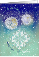 Teacher, Christmas & New Year Wishes, Snowflakes Illustration card