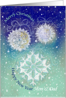 Mom & Dad, Christmas & New Year Wishes, Snowflake Illustration card