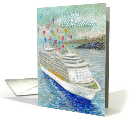 Cruise Ship with Birthday Balloons card (886982)