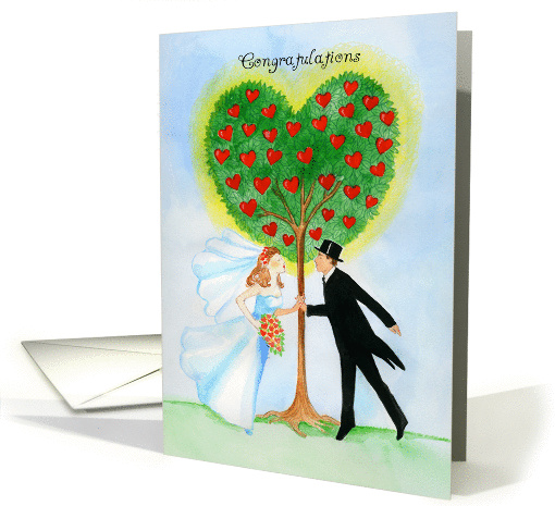 Congratulations Bride & Groom Red Hearts of Love Tree card (937900)