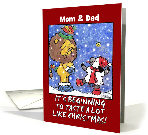 Customizable Christmas for Parents - Catch Snowflakes card (1010485)
