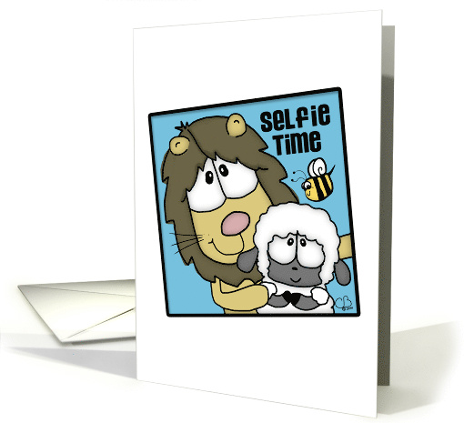 Happy Birthday, Lion and Lamb Selfie Photo card (1395678)