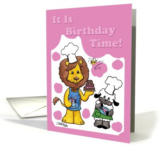 Lion and Lamb Icing- Birthday Time Invitation card (665575)