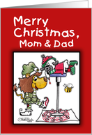 Christmas For Mom and Dad-Lion and Lamb-Making Candy Canes card