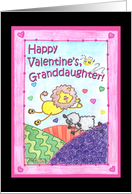 Happy Valentine’s Granddaughter -Lion and Lamb Jumping Through the Fields of Love card