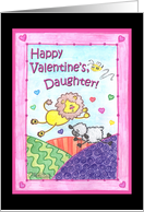Happy Valentine’s Daughter-Lion and Lamb Jumping Through the Fields of Love card