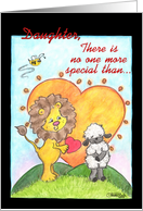 Happy Valentine’s for Daughter -Lion and Lamb- No One More Special Than Ewe card