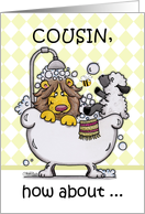 Happy Birthday for Cousin-Lion and Lamb -Bubbly card