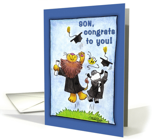 Graduation For Son-Lion and Lamb-Hats Off card (923263)