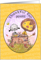 Happy Thanksgiving Day for Parents-Lion and Lamb Thankful card