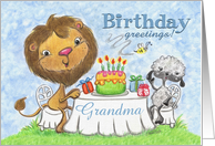 Happy Birthday for Grandma -Lion and Lamb -Birthday Party card