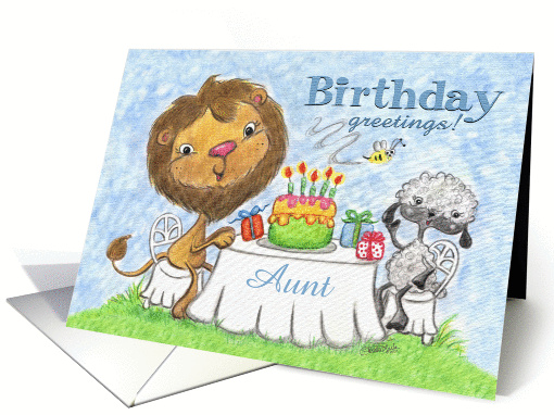 Happy Birthday for Aunt -Lion and Lamb -Birthday Party card (945111)