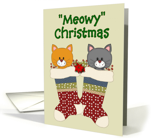 Meowy Christmas - Two Cats hanging in their Stocking card (969181)