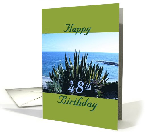 Birthday, 48th, Century plant, poem, Ocean beach card (1050447)