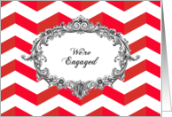 Engagement Announcement, chevrons, vintage frame card