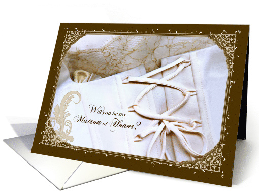 Wedding Request for Matron of Honor - Wedding Dress Closeup card