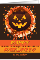 Halloween Pumpkin for Nephew, Grunge Funny Well-lit Cheers card