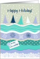 Happy Holidays for Co-worker Fir Trees Snowflakes Scrapbooking Look card