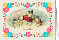 Easter for Boss Vintage Postcard Musical Chicks Modern Floral Border card