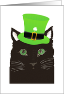 Saint Patrick’s Day Black Cat Wearing Green Hat card