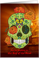 Day of the Dead for Nephew, Sugar Skull and Flowers, Pyramid card