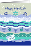Hanukkah for Teacher, Dreidels Menorahs Torn Paper Scrapbooking Look card