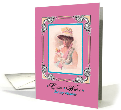 Easter Wishes for Mother Vintage Pretty Woman in Bonnet card (784887)